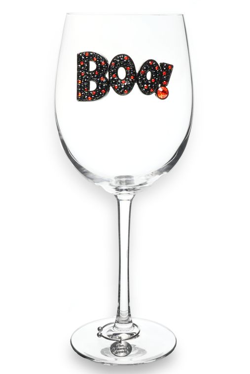 Boo Halloween Stemmed Wine Glass