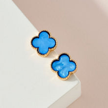 Load image into Gallery viewer, Clover Shaped Resin Post Earrings - Blue
