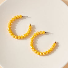 Load image into Gallery viewer, Glass Beaded Open Hoop Earrings - Yellow
