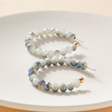 Load image into Gallery viewer, Glass Beaded Open Hoop Earrings - Gray
