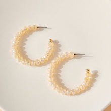 Load image into Gallery viewer, Glass Beaded Open Hoop Earrings - White

