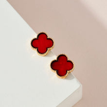 Load image into Gallery viewer, Clover Shaped Resin Post Earrings - Red
