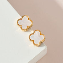 Load image into Gallery viewer, Clover Shaped Resin Post Earrings - White
