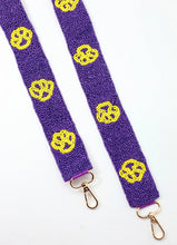 Load image into Gallery viewer, Yellow Paw Print Beaded Crossbody Strap Purple
